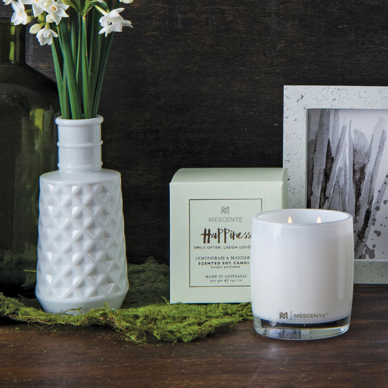 Set regalo con diffusore di aromi M&Scent, bottiglia grande in vetro, Home Essentials, con bastoncini in rattan