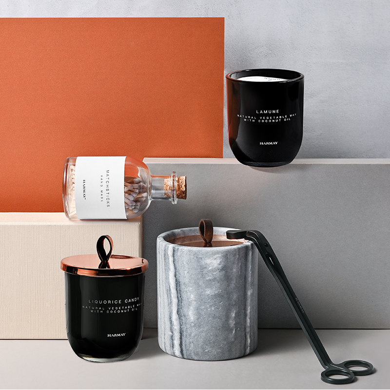 M&Scent Candele di cera di soia profumata in cristallo di vetro nero con decorazione personalizzata di lusso all'ingrosso