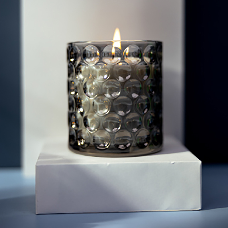 Candele profumate personalizzate di lusso con etichetta privata in cera di soia in vetro colorato trasparente con fiori secchi