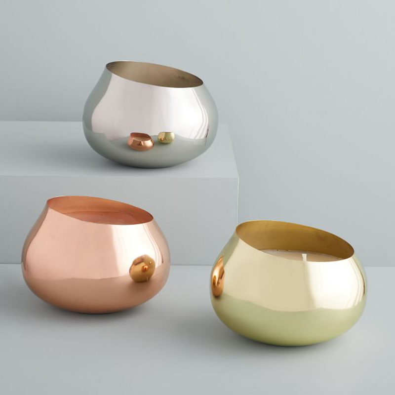 Candele profumate rotonde in metallo angolato con etichetta privata di lusso a colori all'ingrosso