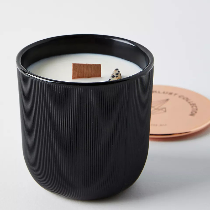 Candele di cera di soia profumate con aromaterapia con gemma infusa di cristallo con logo in marmo di lusso all'ingrosso