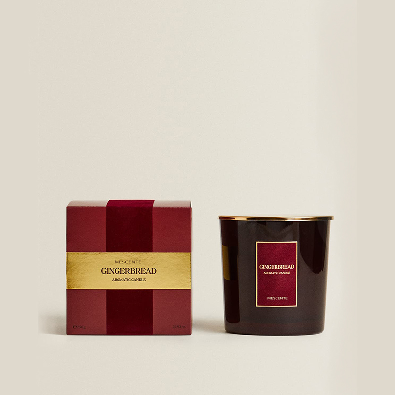 Candele M&Scent Custom Luxury a 3 stoppini Candela profumata in vetro nero opaco con etichetta privata personalizzata