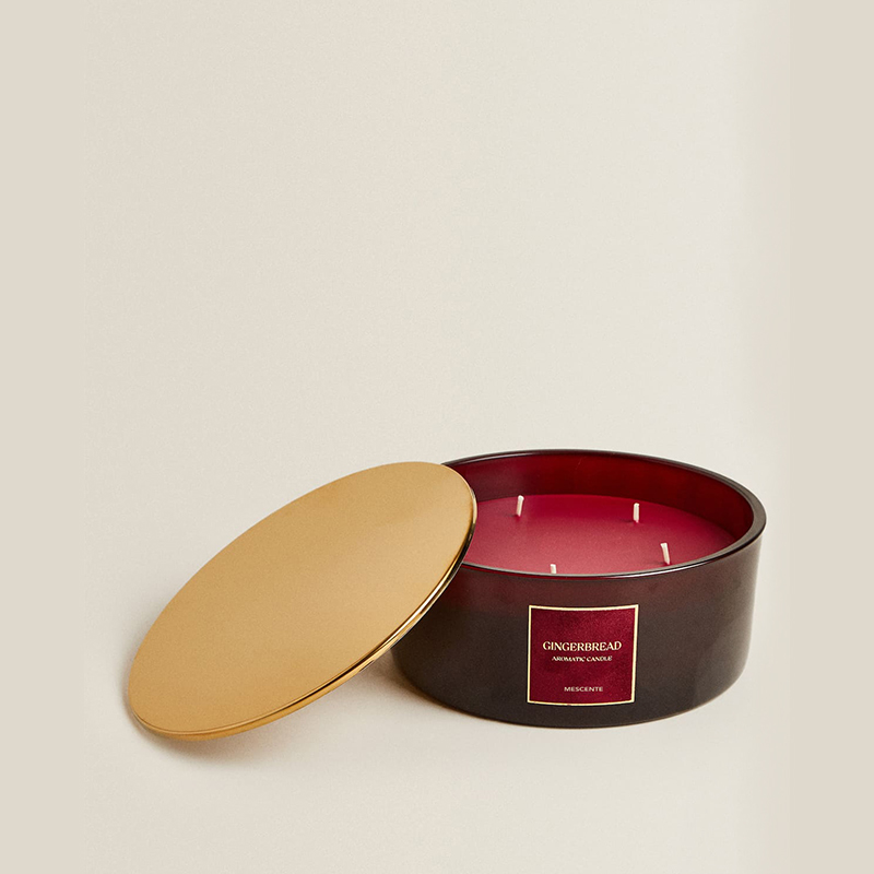 Candele M&Scent Custom Luxury a 3 stoppini Candela profumata in vetro nero opaco con etichetta privata personalizzata