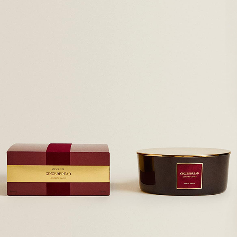 Candele M&Scent Custom Luxury a 3 stoppini Candela profumata in vetro nero opaco con etichetta privata personalizzata