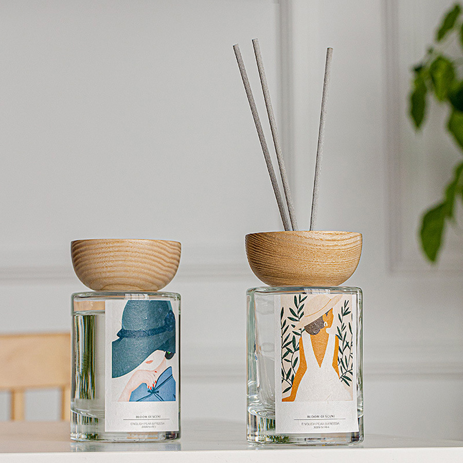 Set di diffusori a bastoncino in vetro con etichetta privata M&Scent all'ingrosso con tappo