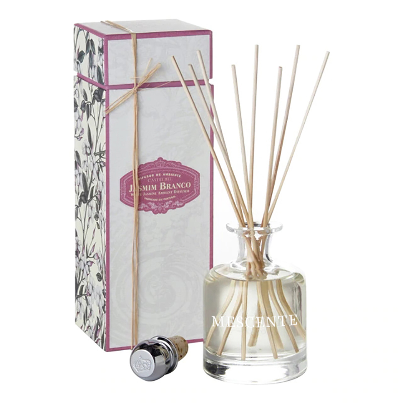 Diffusore a lamella con bastoncini di profumo di fiori di magnolia in pelle grigia di cemento ecologico da 400 ml di lusso primaverile