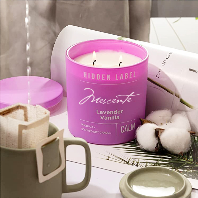 Candele di cera di soia profumate con barattoli neri di lusso all'ingrosso M&Scent con etichetta privata con cristalli