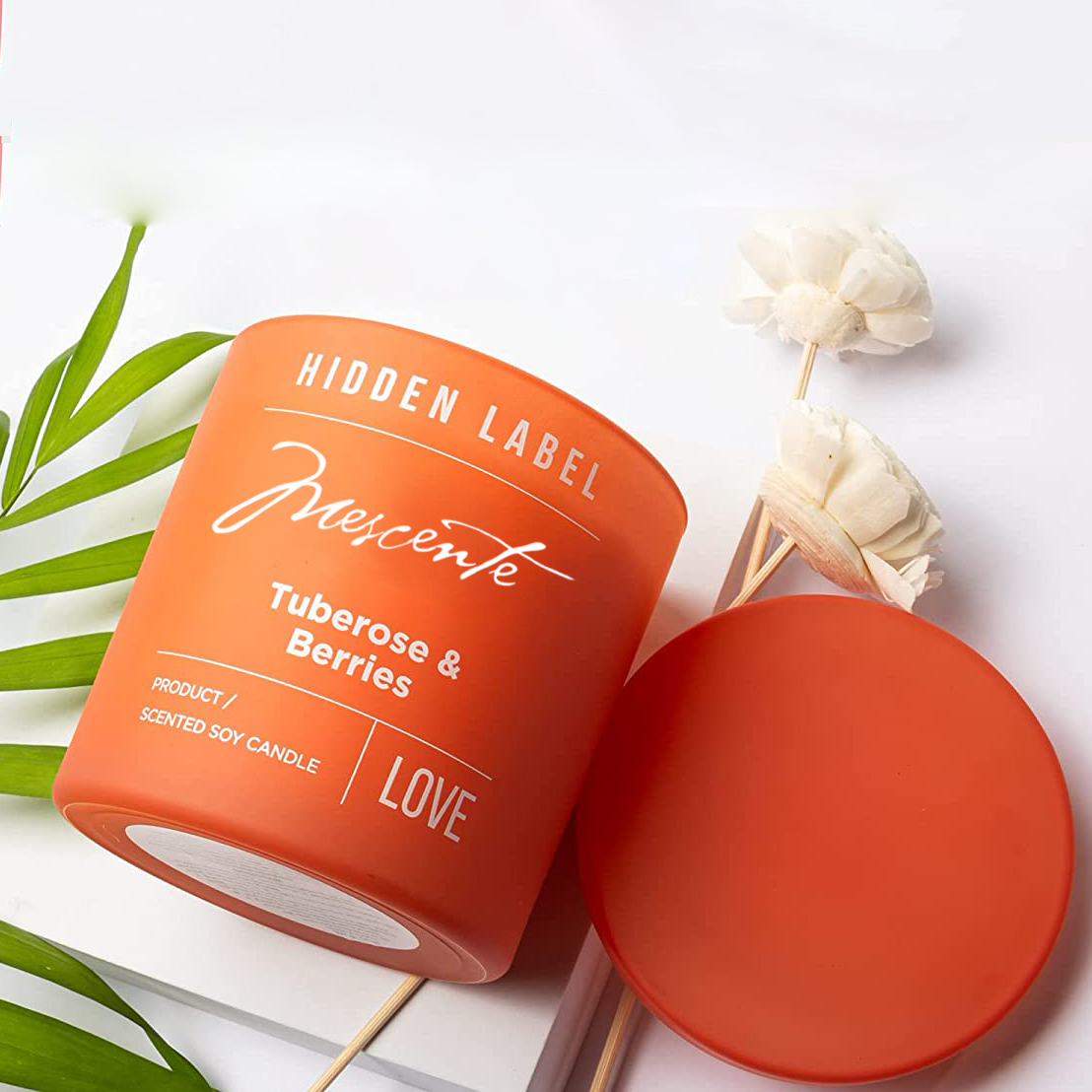 Candele di cera di soia profumate con barattoli neri di lusso all'ingrosso M&Scent con etichetta privata con cristalli