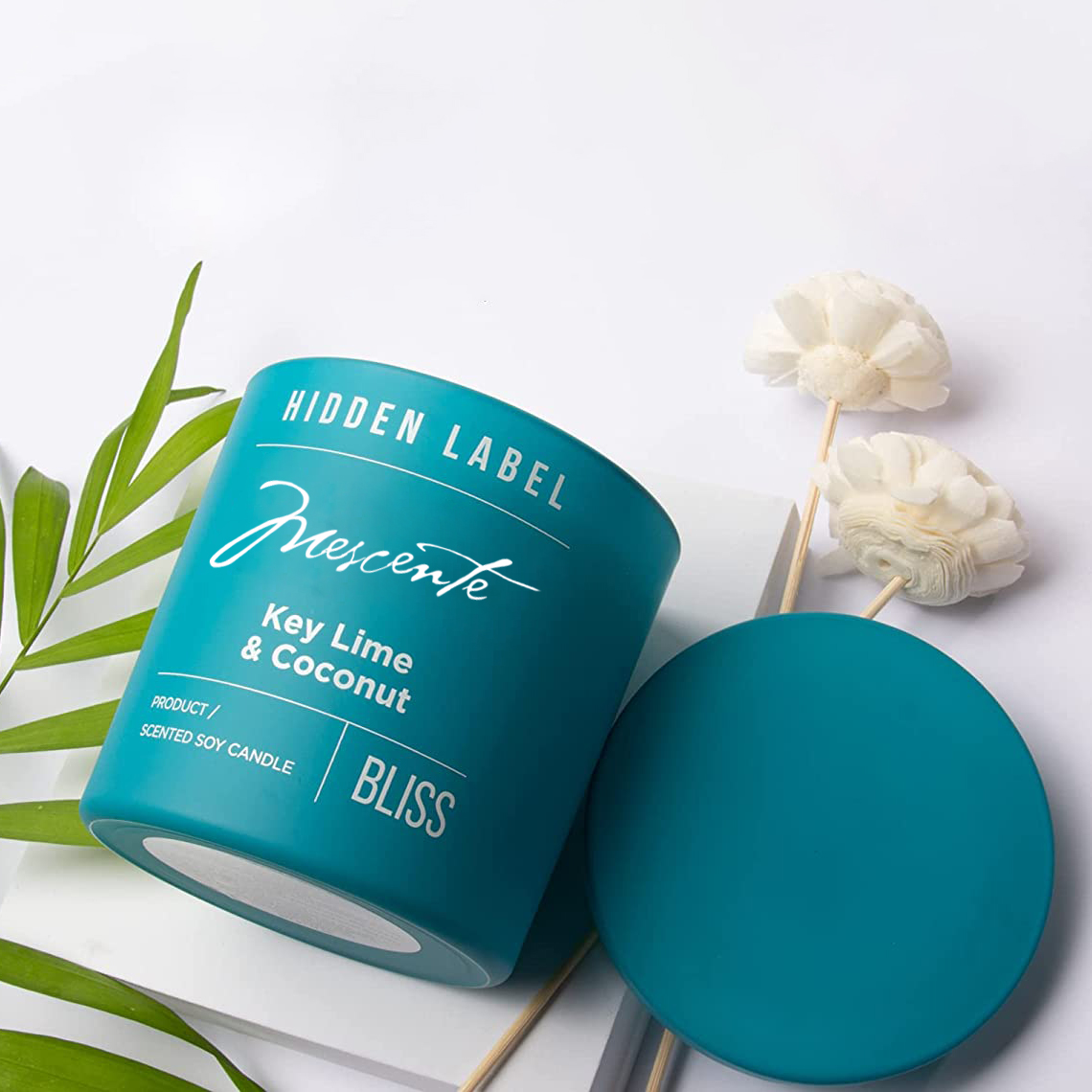 Candele di cera di soia profumate con barattoli neri di lusso all'ingrosso M&Scent con etichetta privata con cristalli