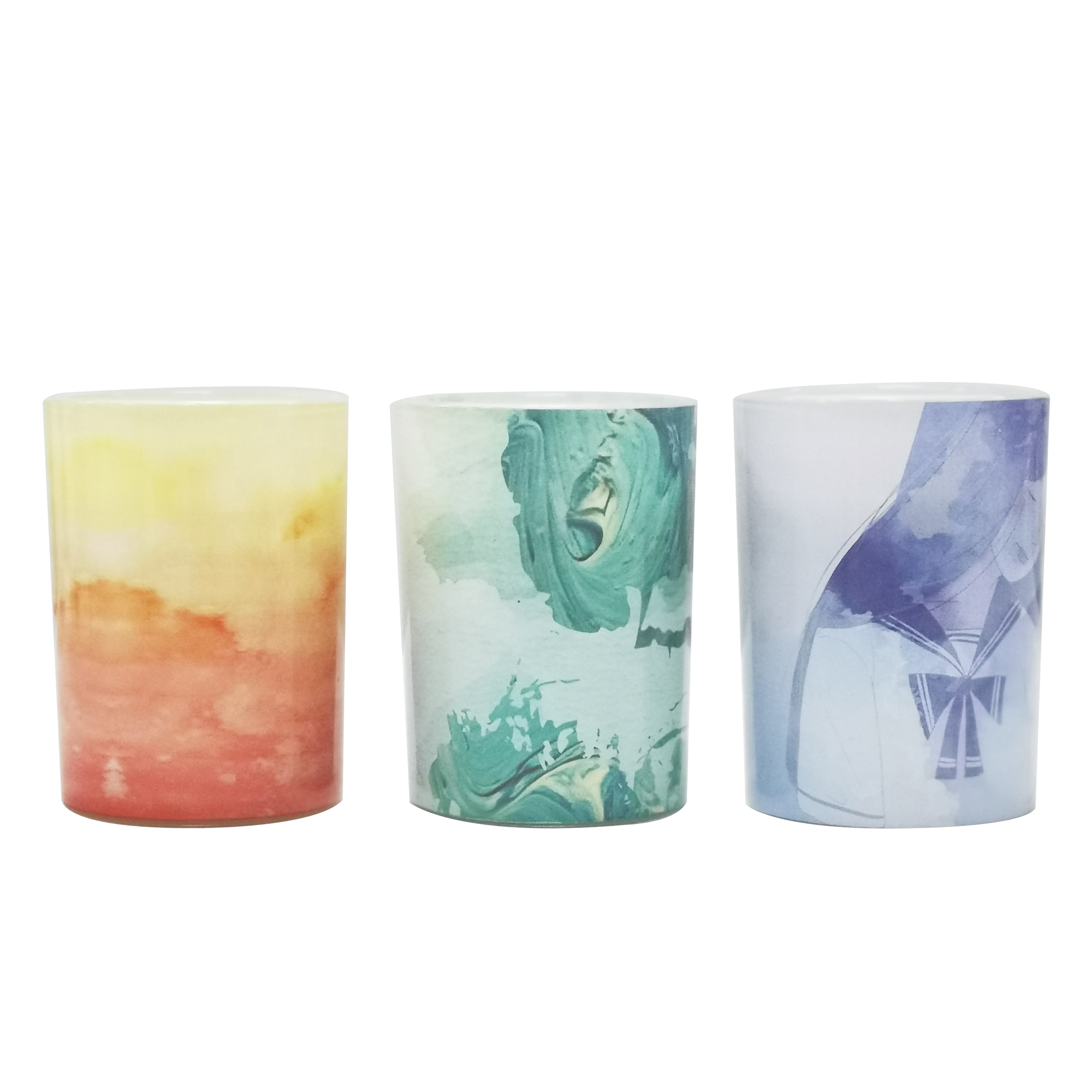 Candela di palma in vaso di vetro verde con etichetta privata M&Scent all'ingrosso, candele spirituali