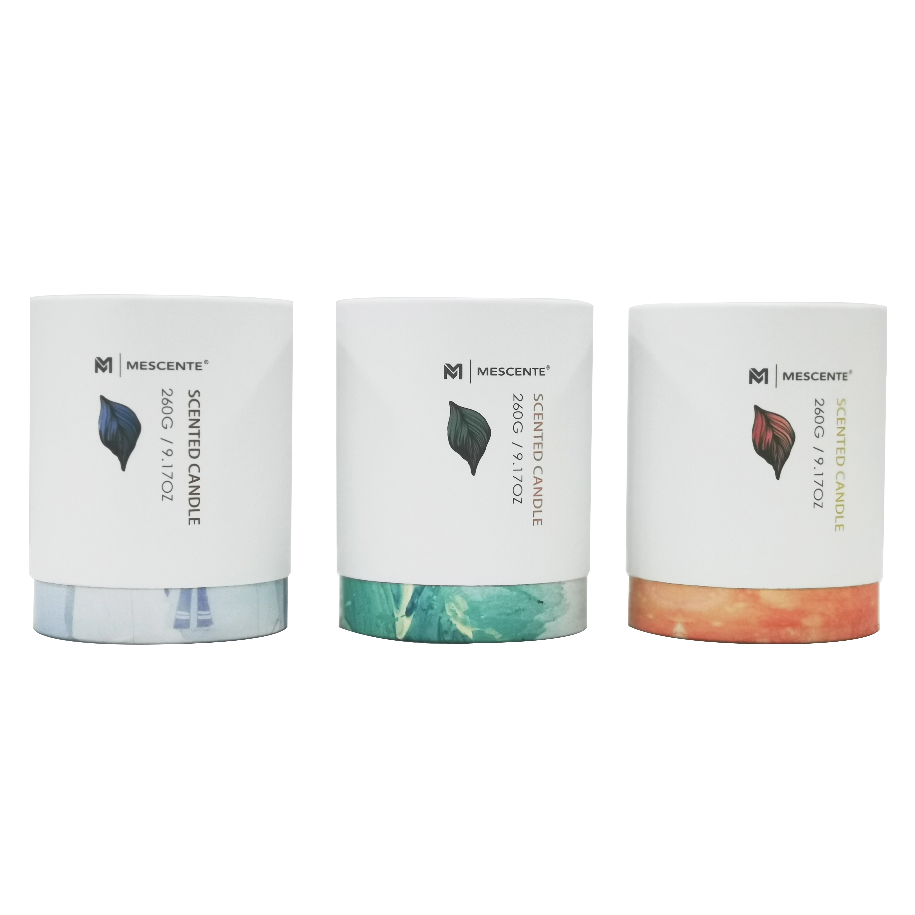 Candela di palma in vaso di vetro verde con etichetta privata M&Scent all'ingrosso, candele spirituali