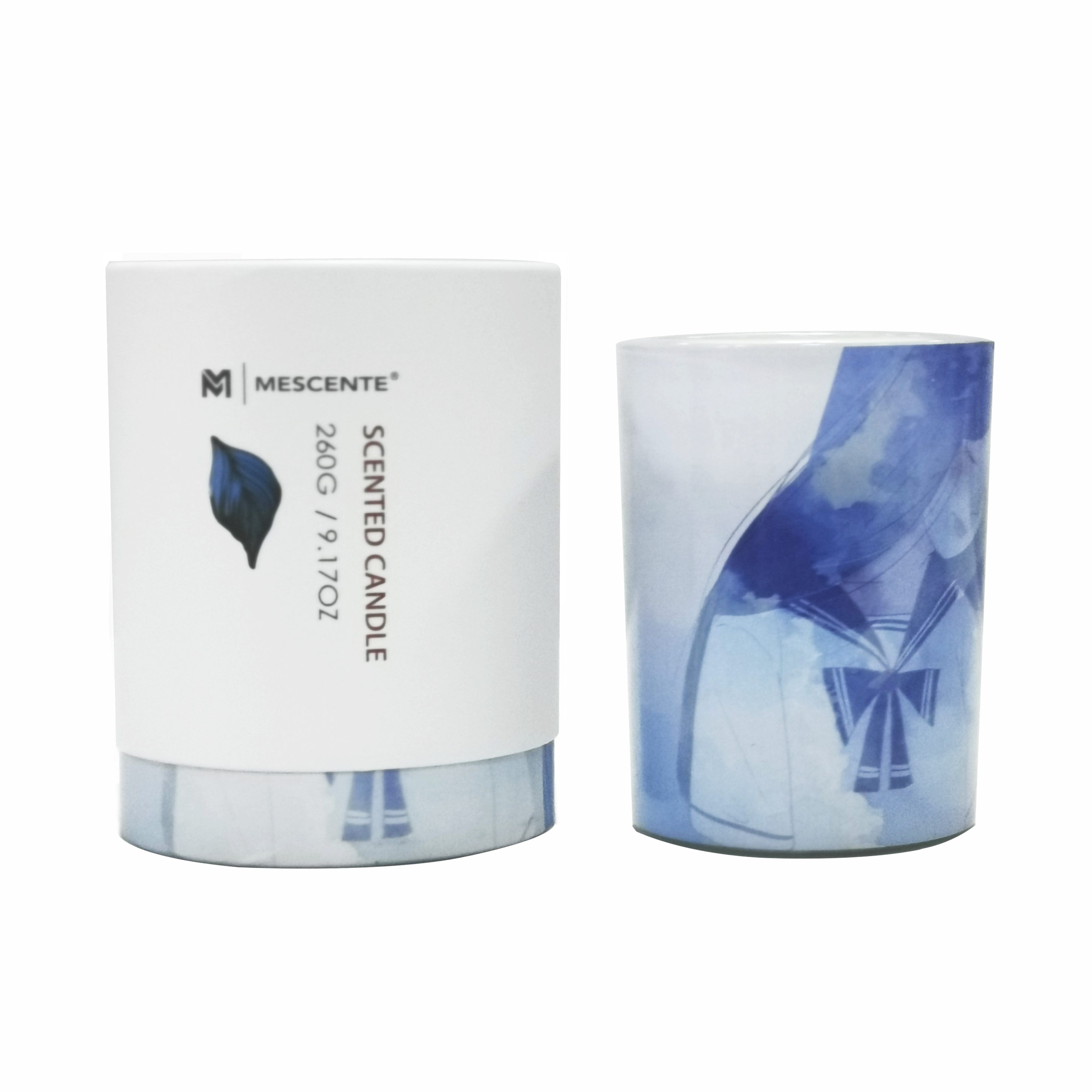 Candela di palma in vaso di vetro verde con etichetta privata M&Scent all'ingrosso, candele spirituali