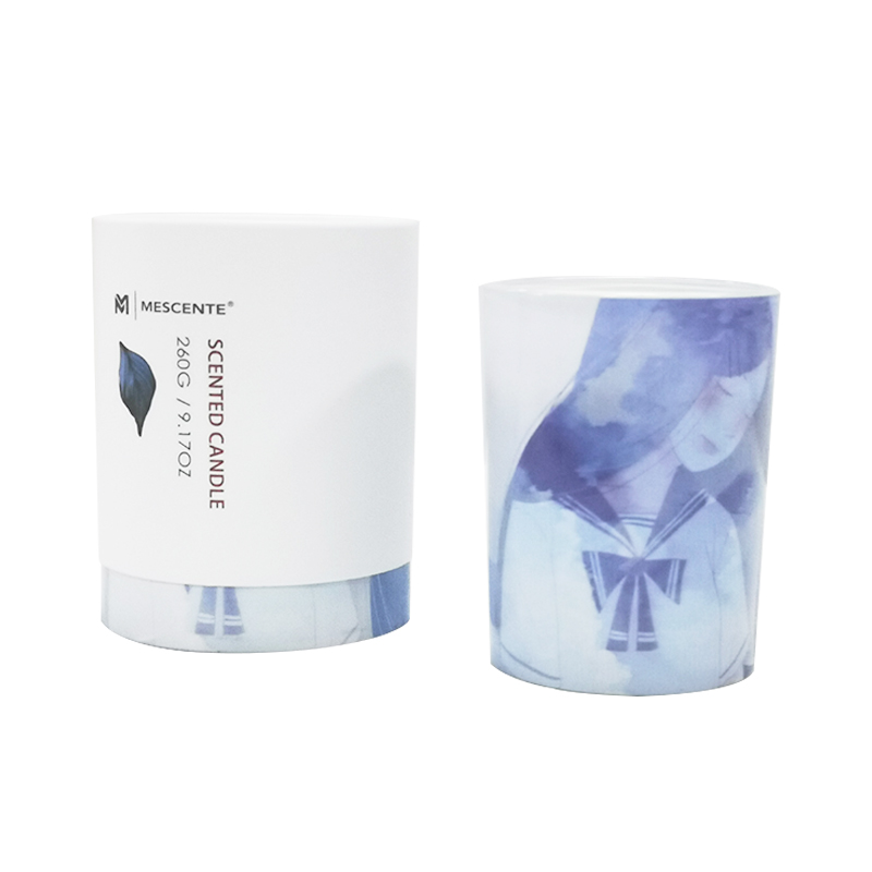 Candela di palma in vaso di vetro verde con etichetta privata M&Scent all'ingrosso, candele spirituali