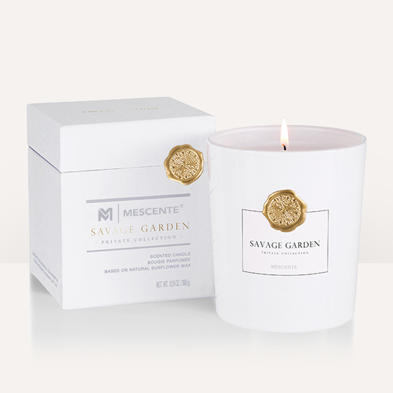 Candela profumata in cera di soia profumata con barattoli di vetro decorativi con etichetta privata di lusso M&Scent