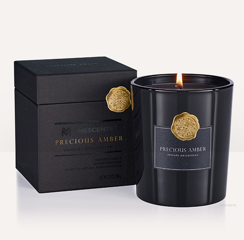 Candela profumata in cera di soia profumata con barattoli di vetro decorativi con etichetta privata di lusso M&Scent