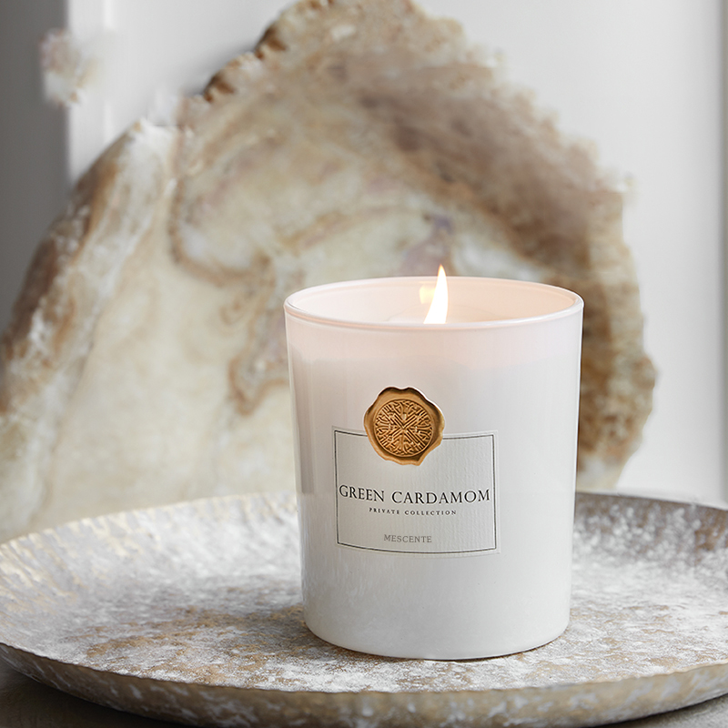 Candela profumata in cera di soia profumata con barattoli di vetro decorativi con etichetta privata di lusso M&Scent