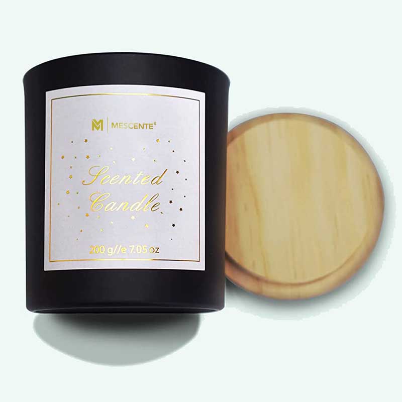 M&Scent Logo personalizzato Mini bottiglia rotonda in vetro di cristallo Candele profumate alla cera di soia al caffè con scatola sfusa