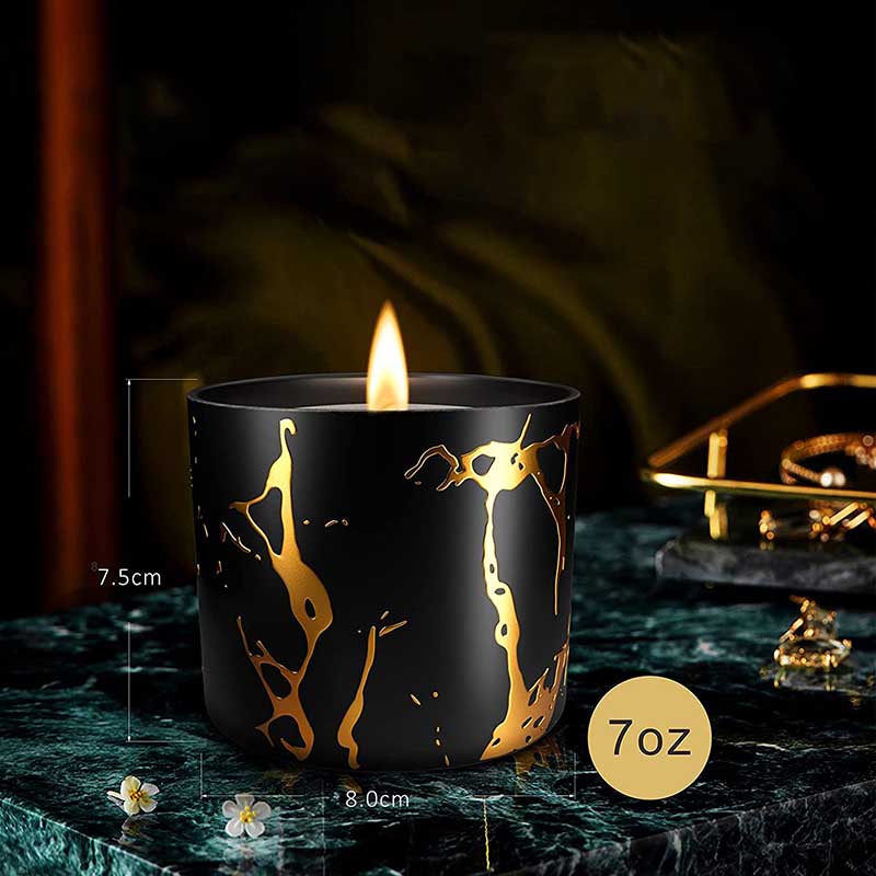 Set di regali di candele profumate fatte a mano in cera di soia fatte a mano con vasetti di candele in oro e cereali, decorazioni per la casa in ceramica personalizzate di grandi dimensioni, di lusso