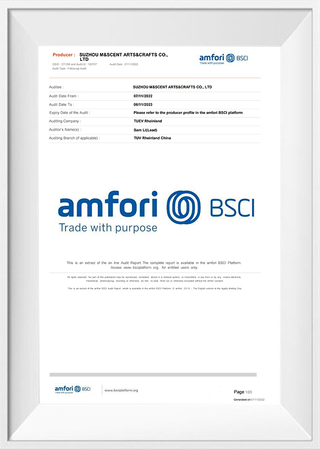 Rapporto di audit sintetico di M&Scent BSCI