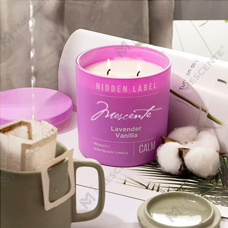 Candele di cera di soia profumate con vasetti neri di lusso all'ingrosso M&Scent con etichetta privata con cristalli