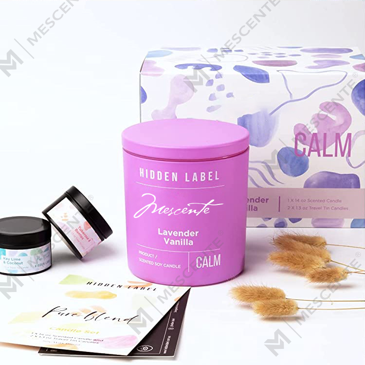 Candele di cera di soia profumate con vasetti neri di lusso all'ingrosso M&Scent con etichetta privata con cristalli