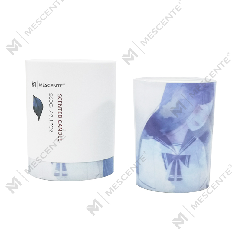 Candela di palma in vaso di vetro verde con etichetta privata M&Scent all'ingrosso, candele spirituali