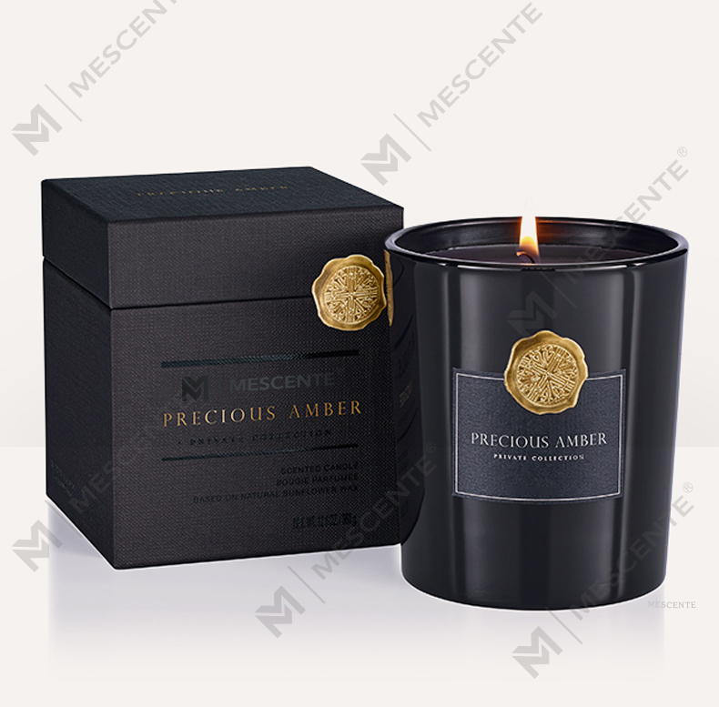 Candela profumata in cera di soia profumata con barattoli di vetro decorativi con etichetta privata di lusso M&Scent