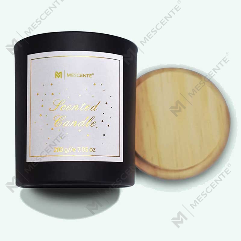 M&Scent Logo personalizzato Mini bottiglia rotonda in vetro di cristallo Candele profumate alla cera di soia al caffè forte con scatola sfusa