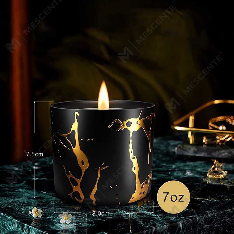 Set di regali di candele profumate fatte a mano in cera di soia fatte a mano con barattoli di candele in oro e cereali, decorazioni per la casa in ceramica personalizzate di grandi dimensioni, di lusso