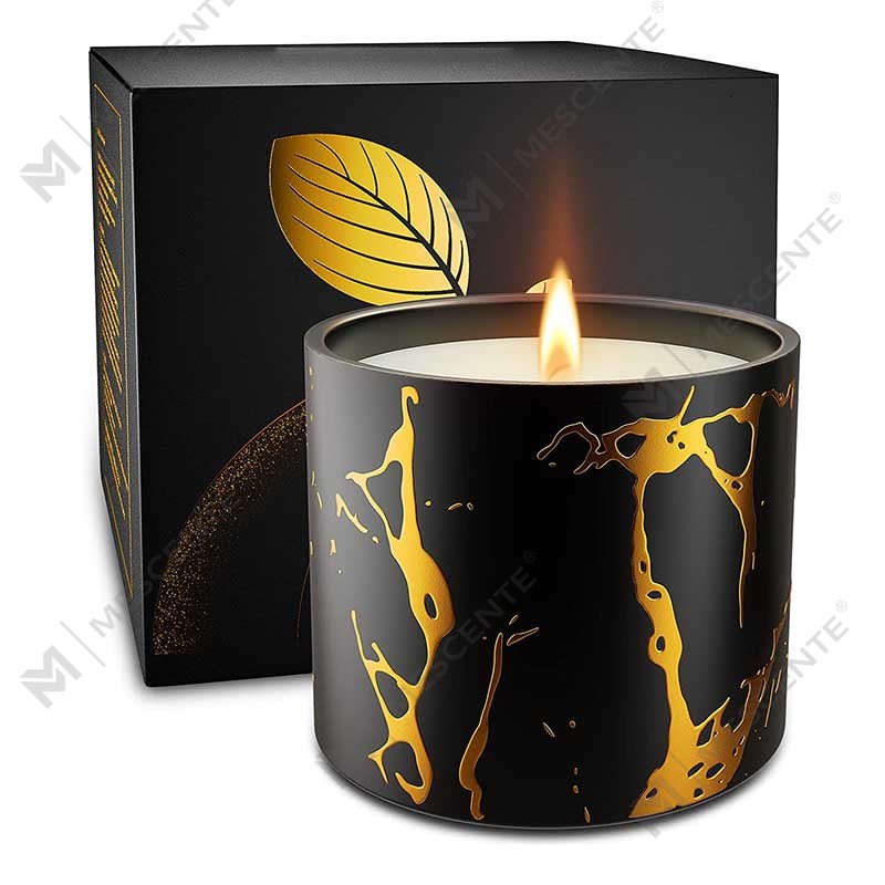 Set di regali di candele profumate fatte a mano in cera di soia fatte a mano con barattoli di candele in oro e cereali, decorazioni per la casa in ceramica personalizzate di grandi dimensioni, di lusso