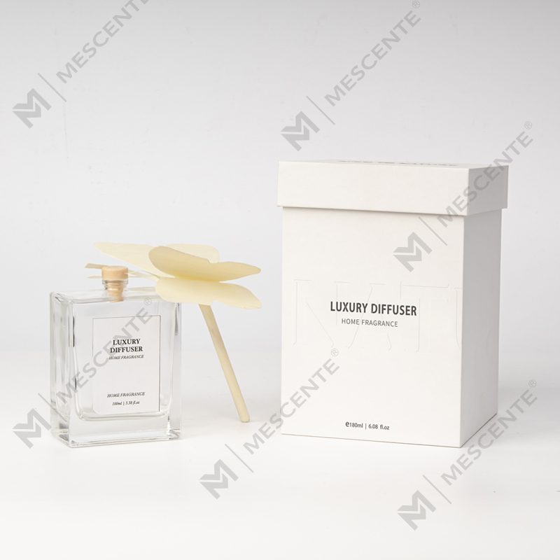 Bomboniere per diffusore per aromaterapia liquida con bastoncino in rattan grande bottiglia quadrata M&Scent con tappo