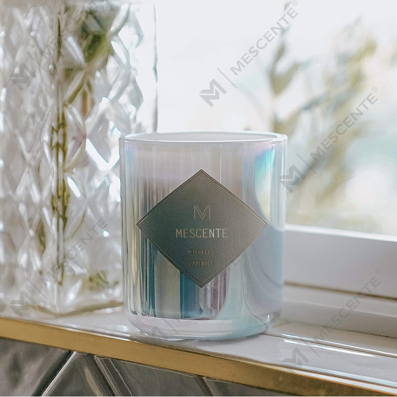 Barattoli vuoti per candele con stoppino bianco nero in vetro trasparente satinato con coperchio
