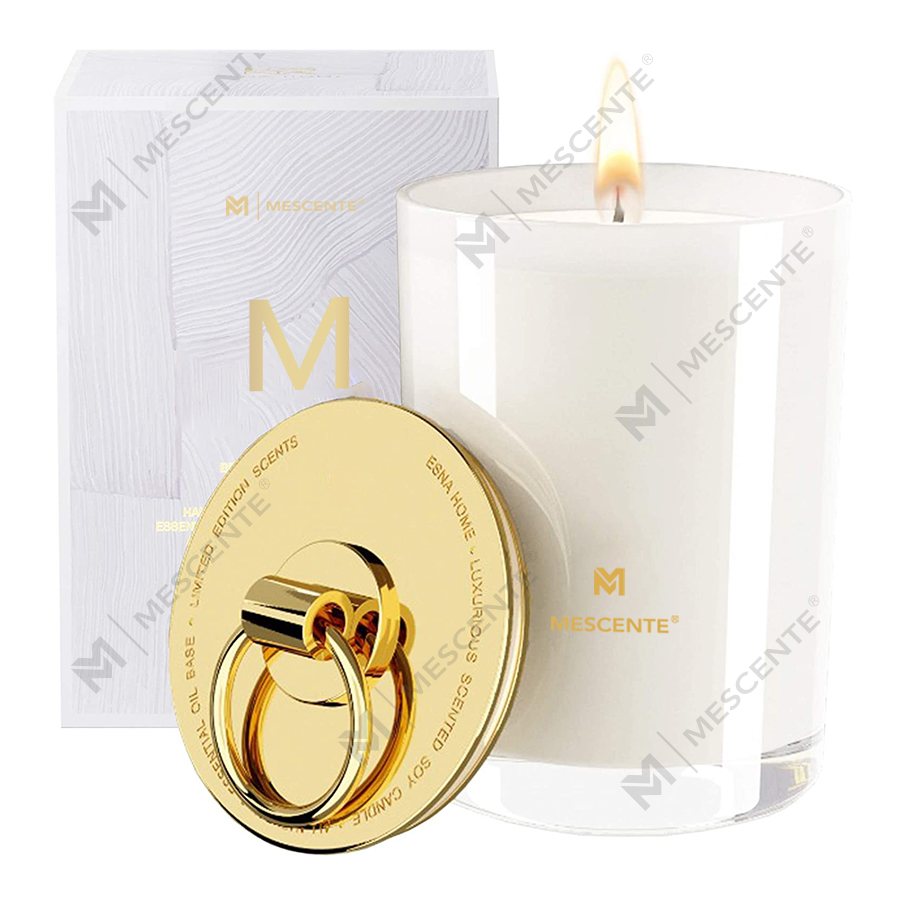 Candele profumate per matrimonio personalizzate con logo in cera di soia bianca di lusso M&Scent, candela da campo personalizzata