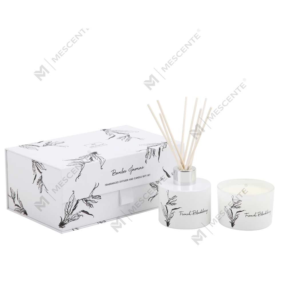 Diffusore di aromi a bastoncini e set regalo di candele profumate all'ingrosso di lusso con etichetta privata Mescente