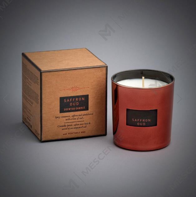 Candela di soia profumata in vetro a specchio di grande capacità da 540 g