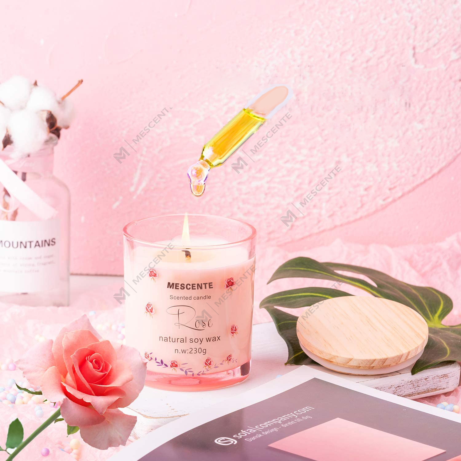 M&Scent Portabicchiere di lusso fatto a mano Candela profumata alla vaniglia con pilastro in ceramica spirituale con cristalli