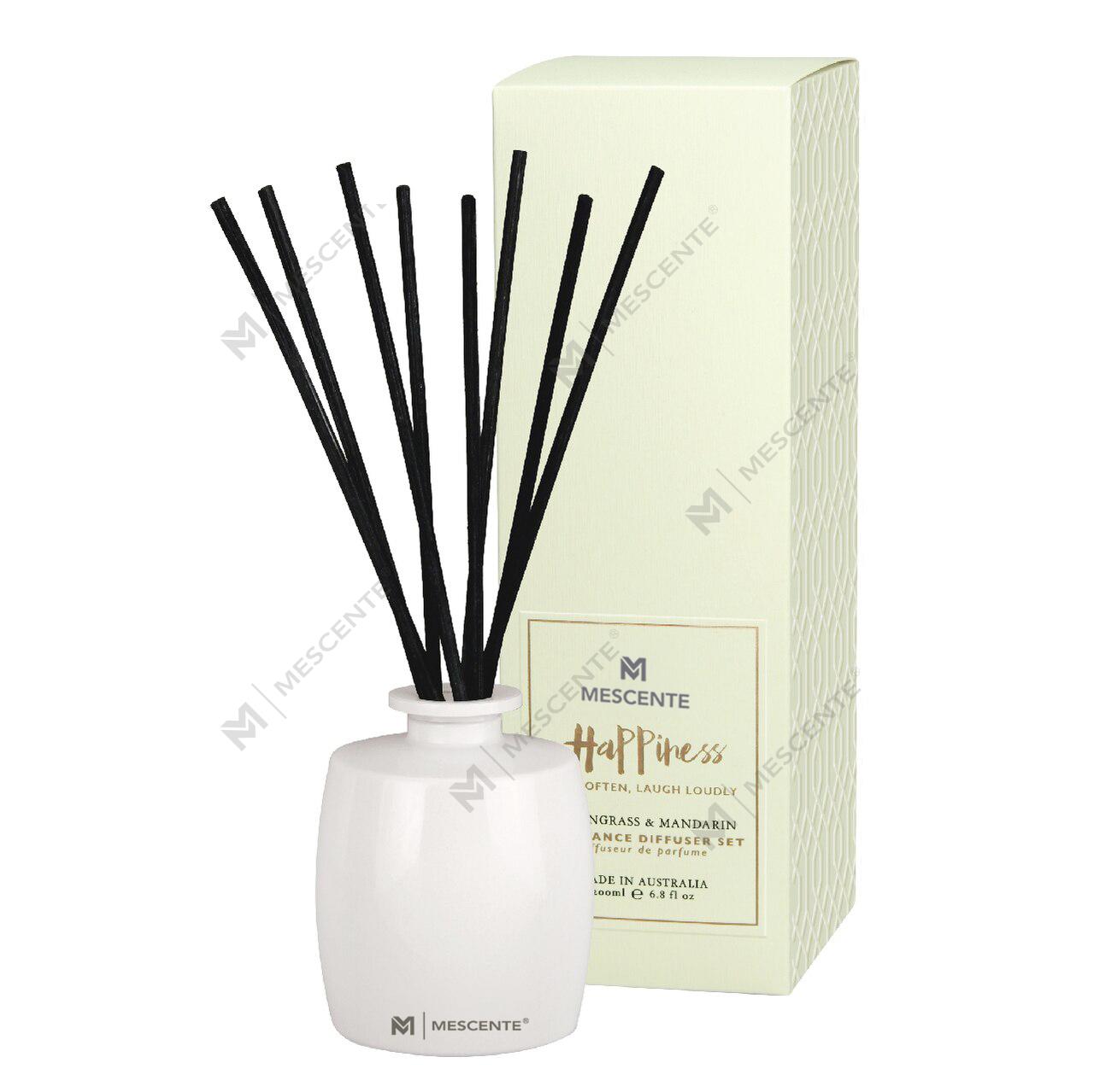 Set regalo con diffusore di aromi M&Scent, bottiglia grande in vetro, Home Essentials, con bastoncini in rattan