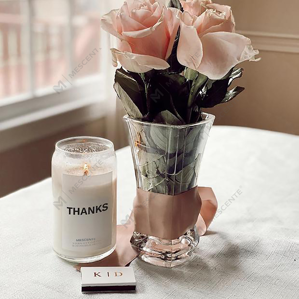 Candele Woodwick Milky in ceramica personalizzate organiche M&Scent, contenitore per candele