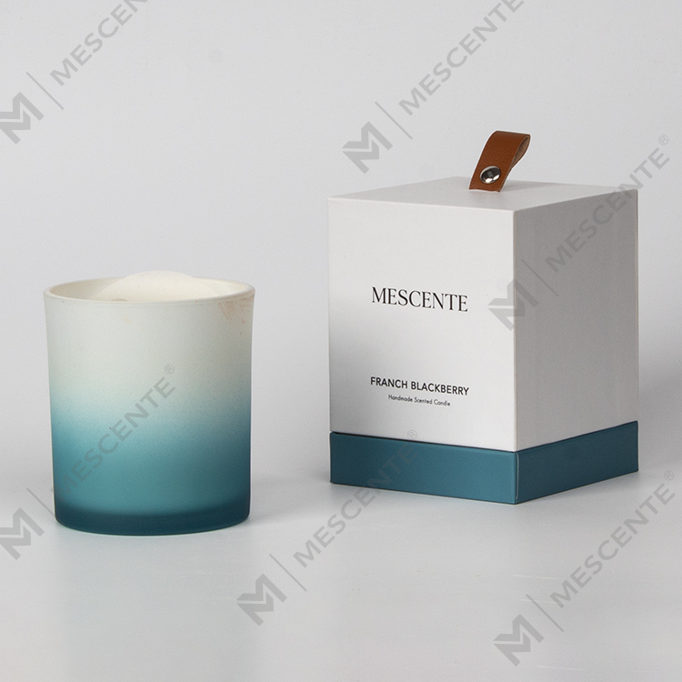 Candela di soia grande profumata in vetro smerigliato sfumato