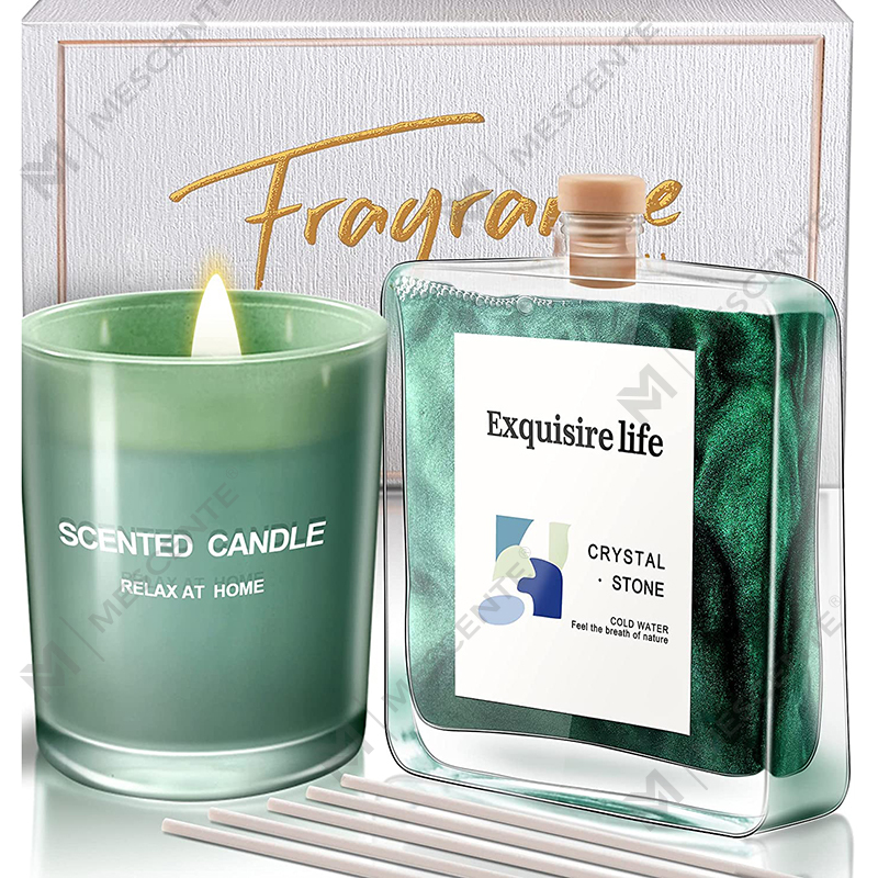 M&S cent Diffusore di olio profumato al limone e basilico e set regalo di candele profumate con bastoncini per la casa