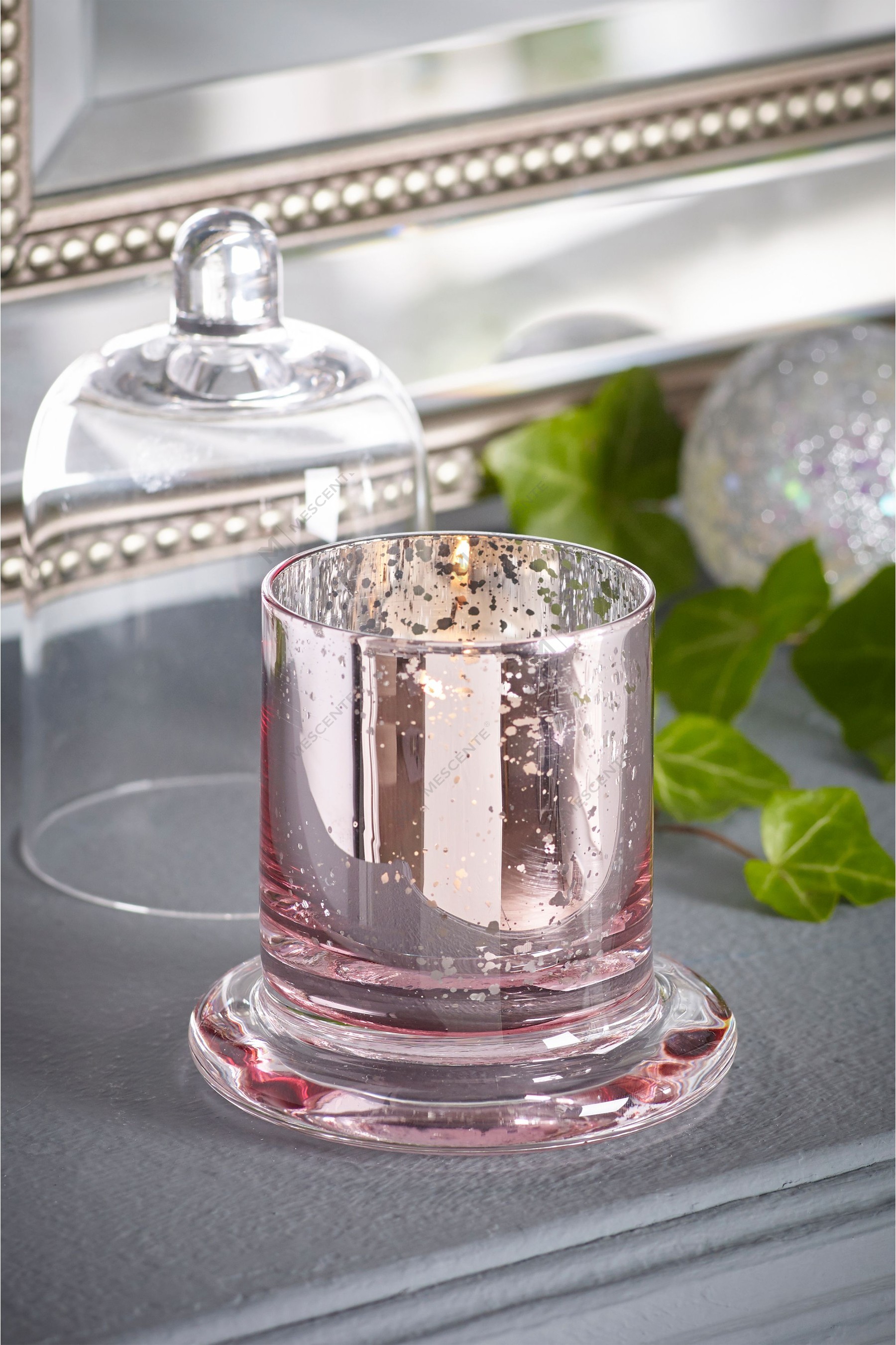 Mescente Luxury Silver Coperchio bombato Portacandele profumato Barattoli con cupola in vetro
