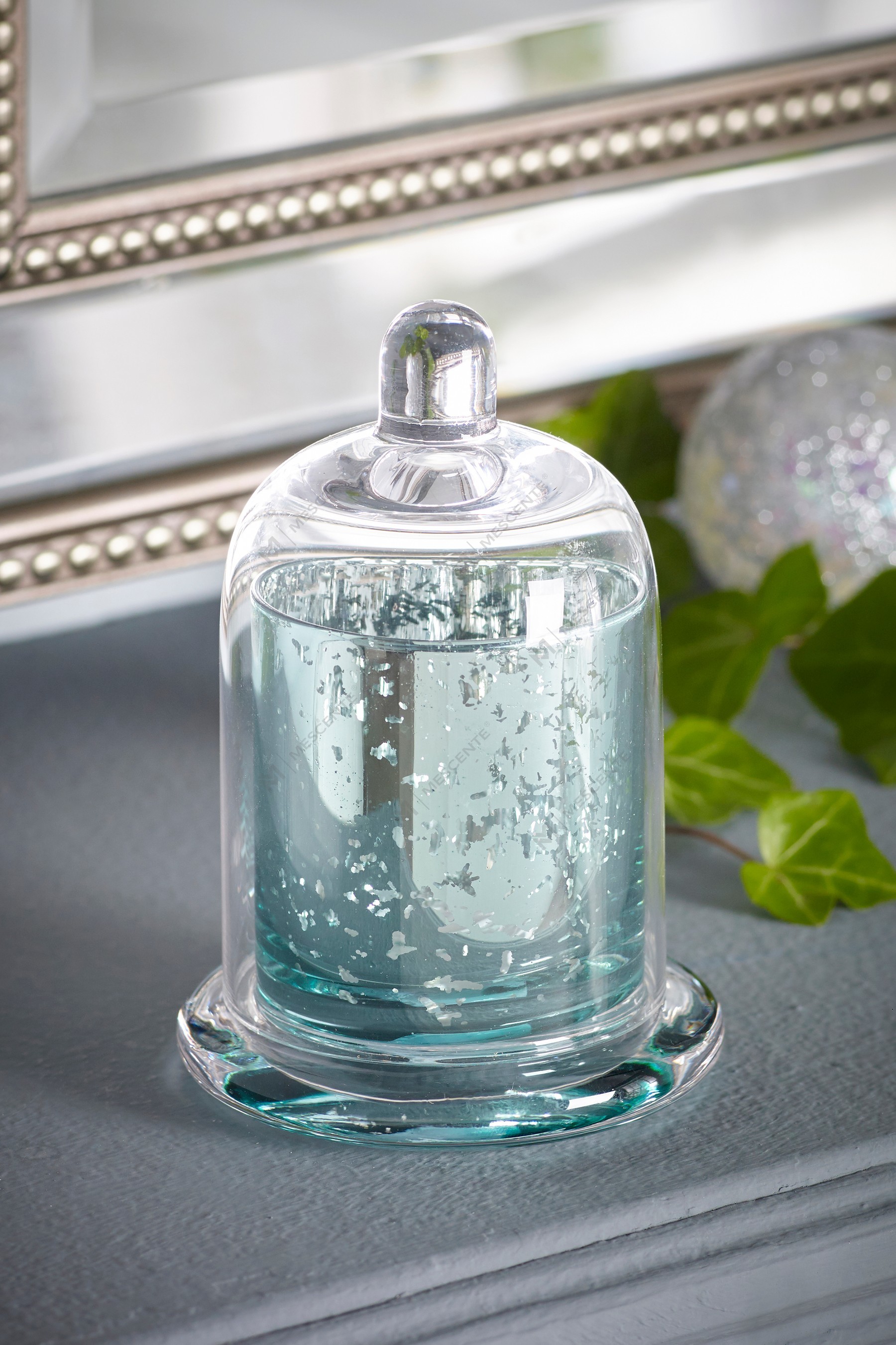 Mescente Luxury Silver Coperchio bombato Portacandele profumato Barattoli con cupola in vetro