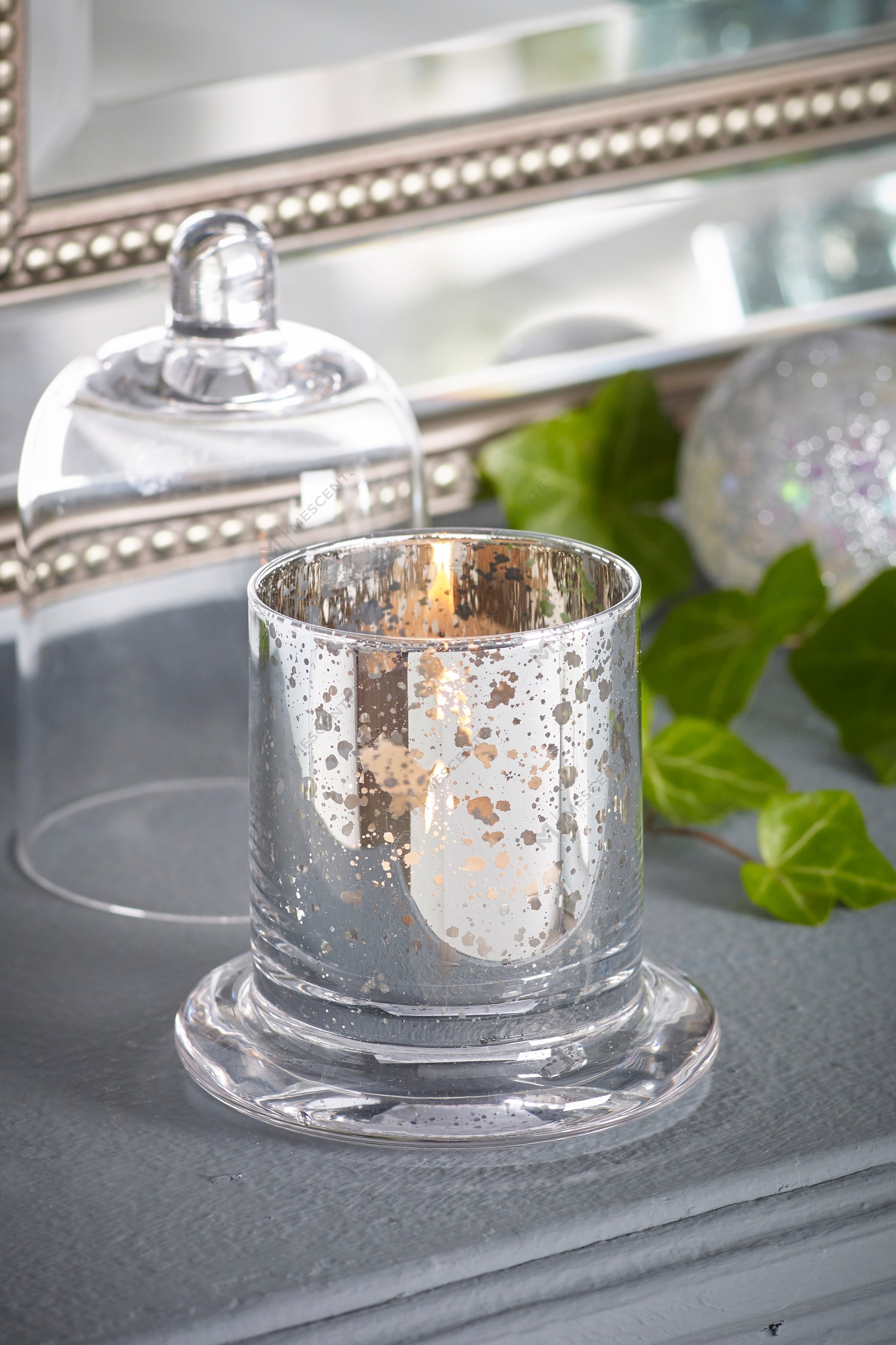 Mescente Luxury Silver Coperchio bombato Portacandele profumato Barattoli con cupola in vetro