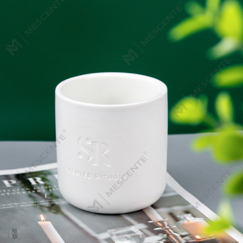 Profumo M&S Logo personalizzato Barattoli in ceramica economici con candela con coperchio in legno, candele di lusso in cera di cocco