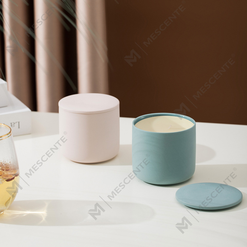 M&Scent all'ingrosso personalizzato moderno grande barattolo di candela natalizia a 3 stoppini argento bianco satinato con coperchio in bambù