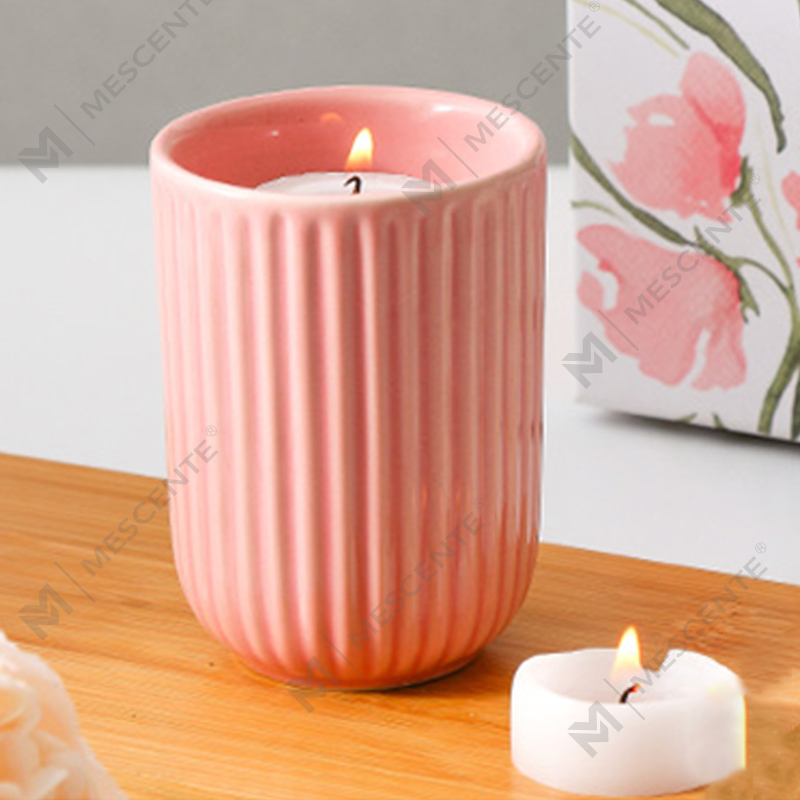 Candele profumate Woodwick in ceramica colorata con etichetta privata di lusso all'ingrosso all'ingrosso sfuse