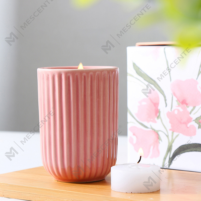 Candele profumate Woodwick in ceramica colorata con etichetta privata di lusso all'ingrosso all'ingrosso sfuse