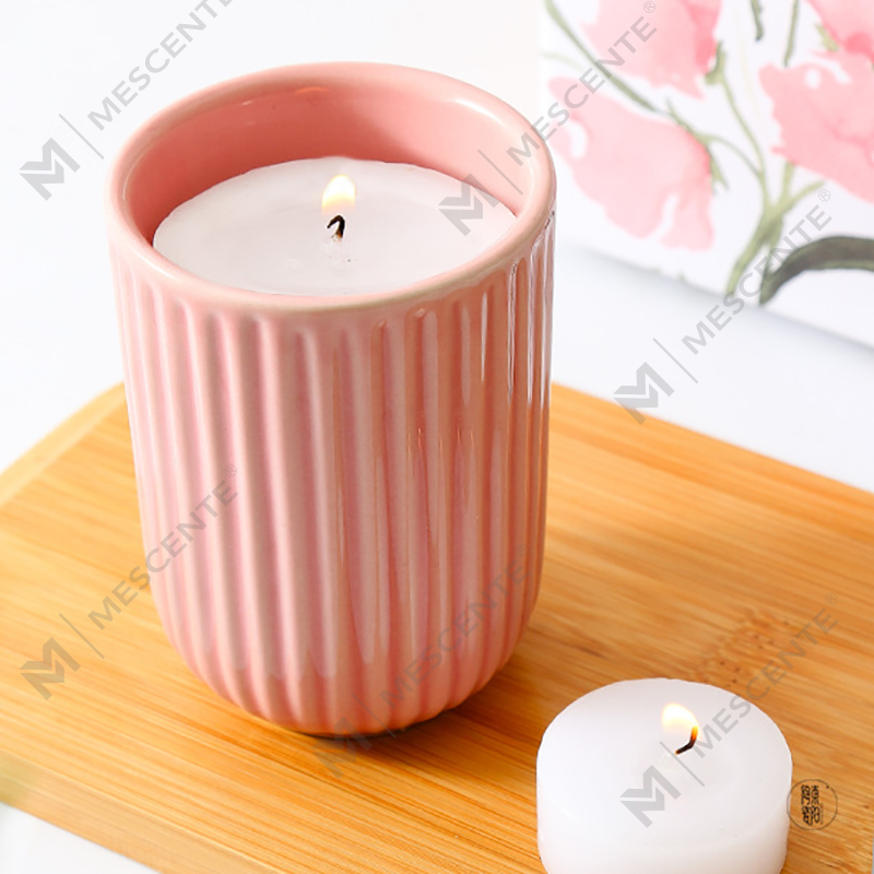 Candele profumate Woodwick in ceramica colorata con etichetta privata di lusso all'ingrosso all'ingrosso sfuse