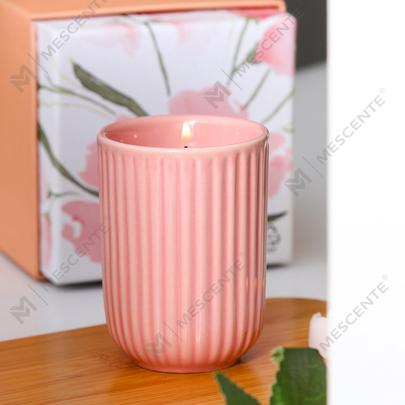 Candele profumate Woodwick in ceramica colorata con etichetta privata di lusso all'ingrosso all'ingrosso sfuse