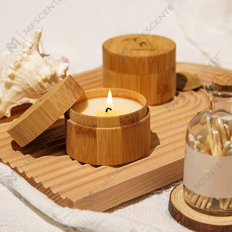 Candele di bambù e sale marino dall'odore gradevole per la casa, set di candele biologiche in cera di soia